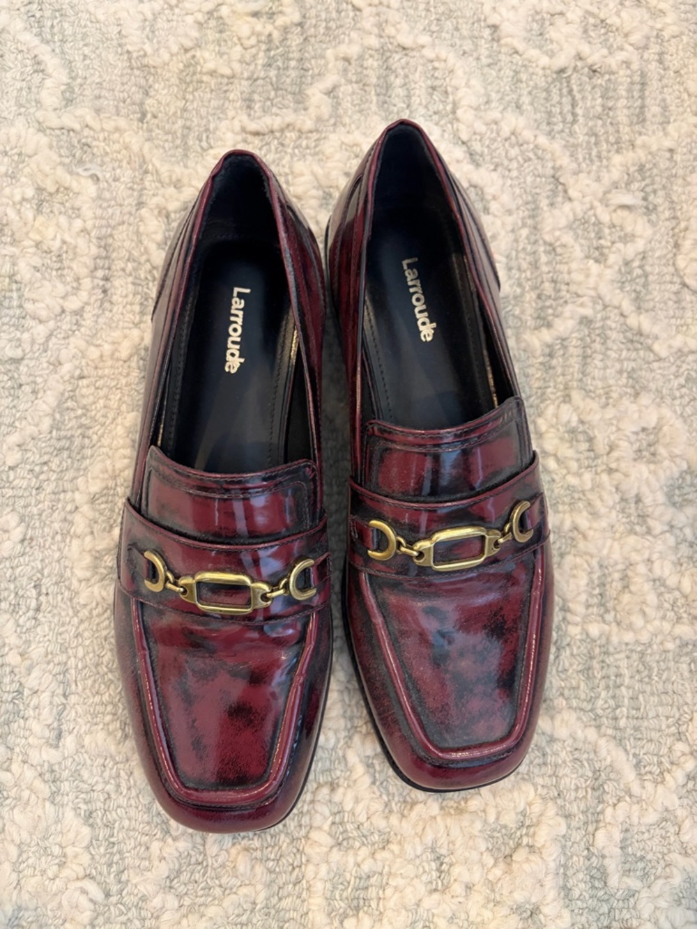 LARROUDÉ PATRICIA LOAFERS, wine, size 8